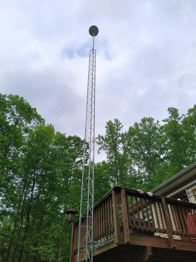 Starlink mounted on a tower