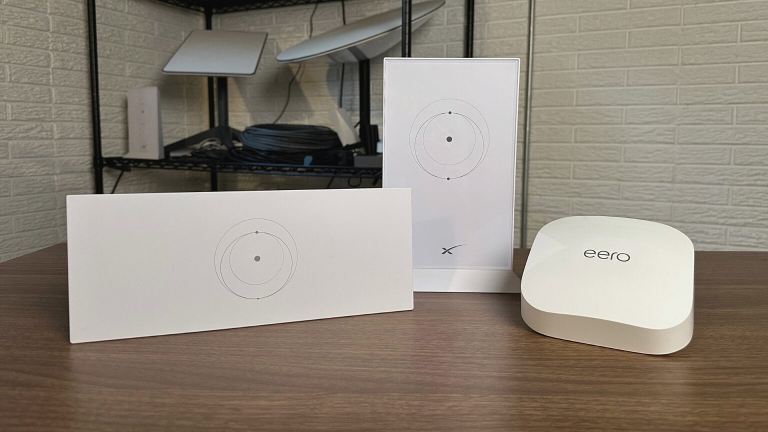 Starlink routers next to eero mesh pro 6E
