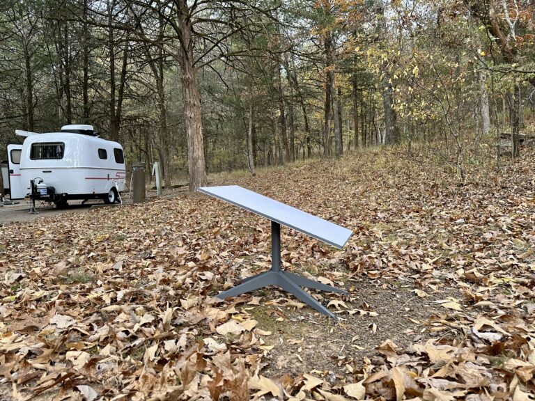 Starlink dish at RV campsite