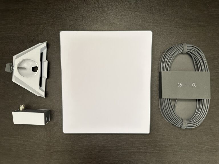 Starlink Mini kit laid out on a table