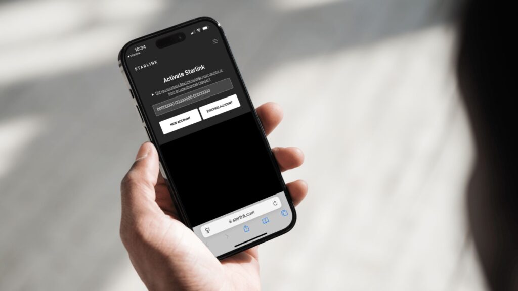 Activating Starlink service on the mobile app