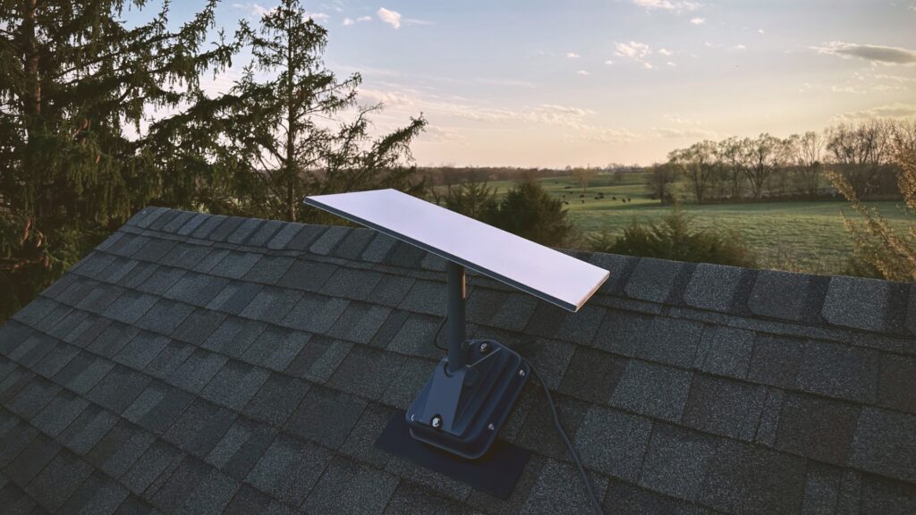 Starlink satellite internet antenna mounted on my roof