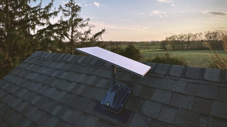 Starlink satellite internet antenna mounted on my roof