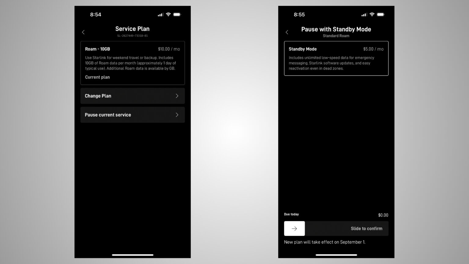 Managing Standby Mode in the Starlink app